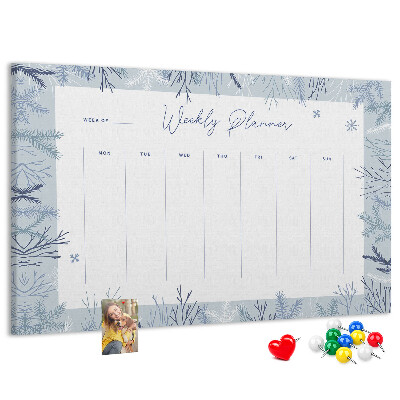 Cork memo board Winter weekly planner