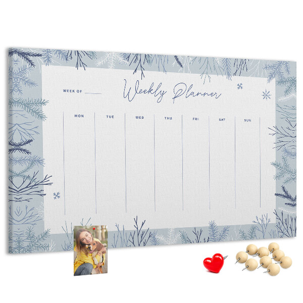 Cork memo board Winter weekly planner