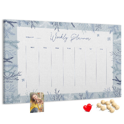 Cork memo board Winter weekly planner