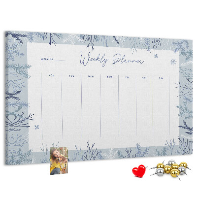 Cork memo board Winter weekly planner