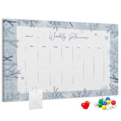 Cork memo board Winter weekly planner