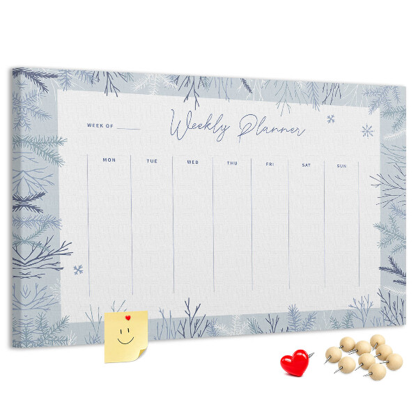Cork memo board Winter weekly planner