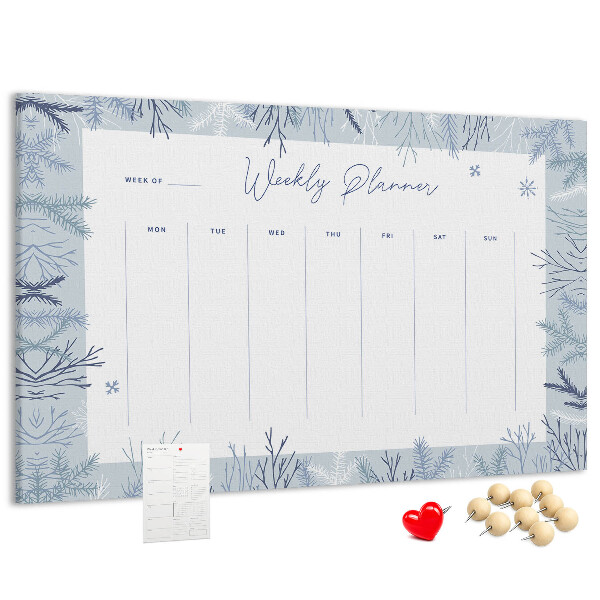 Cork memo board Winter weekly planner