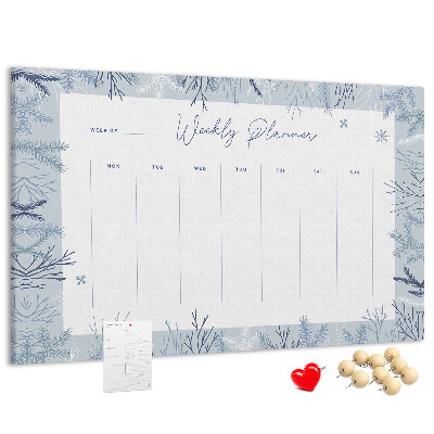 Cork memo board Winter weekly planner