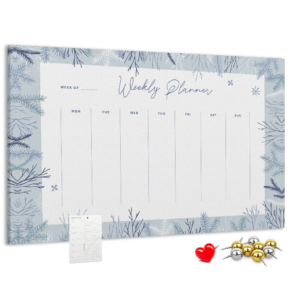 Cork memo board Winter weekly planner