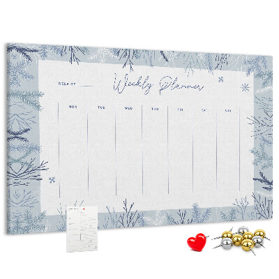 Cork memo board Winter weekly planner