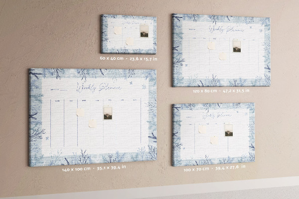 Cork memo board Winter weekly planner