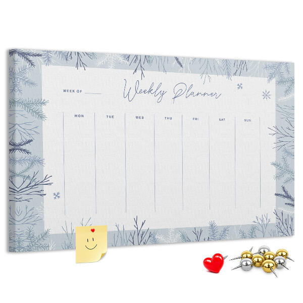Cork memo board Winter weekly planner