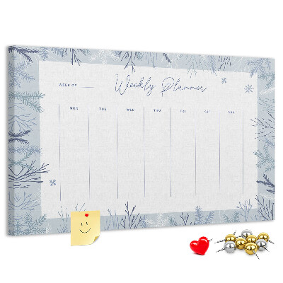 Cork memo board Winter weekly planner