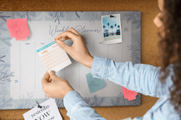Cork memo board Winter weekly planner