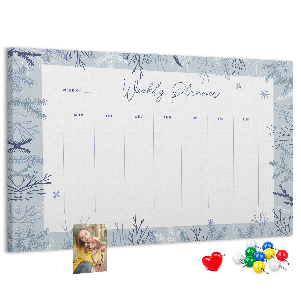 Cork memo board Winter weekly planner