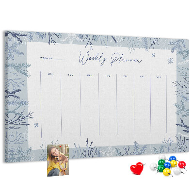 Cork memo board Winter weekly planner