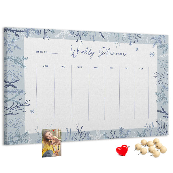Cork memo board Winter weekly planner