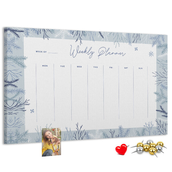 Cork memo board Winter weekly planner