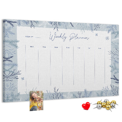 Cork memo board Winter weekly planner