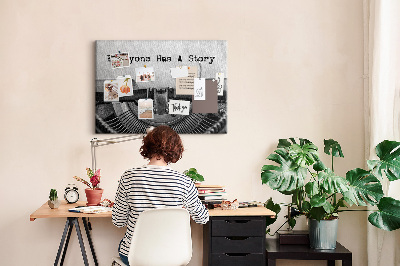 Cork memo board Everyone has a story