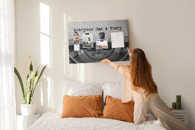 Cork memo board Everyone has a story