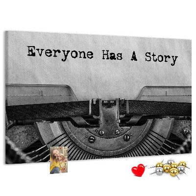 Cork memo board Everyone has a story
