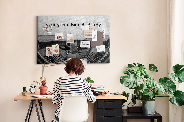 Cork memo board Everyone has a story