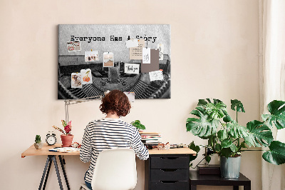 Cork memo board Everyone has a story