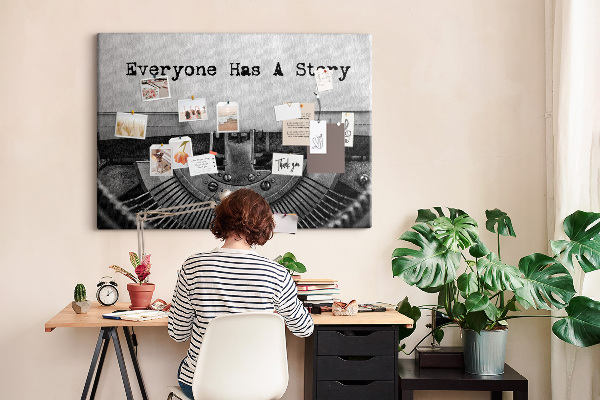 Cork memo board Everyone has a story