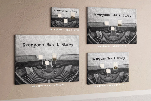 Cork memo board Everyone has a story
