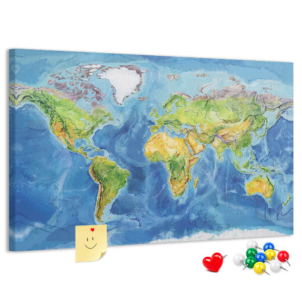Cork display board World map