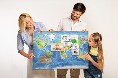 Cork display board World map