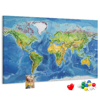 Cork display board World map
