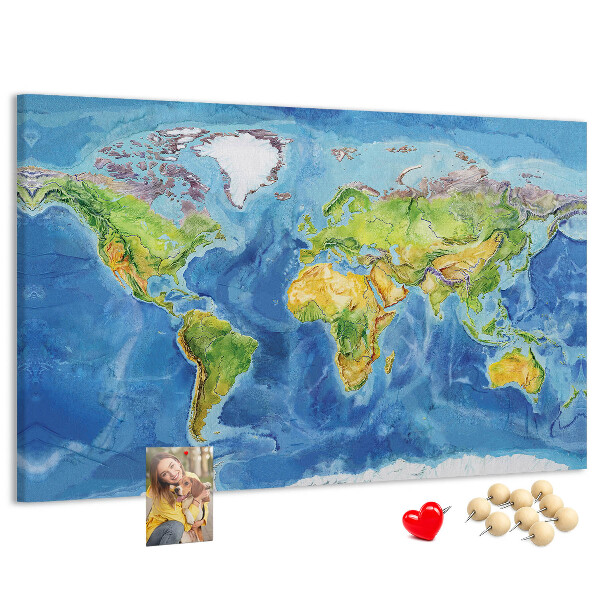 Cork display board World map