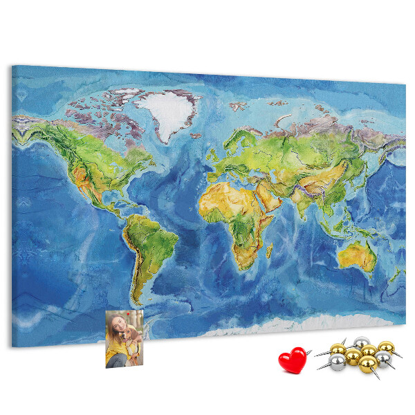 Cork display board World map