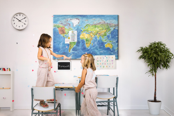 Cork display board World map