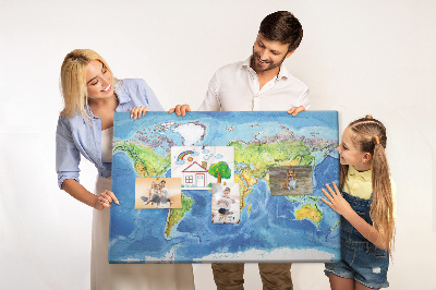 Cork display board World map