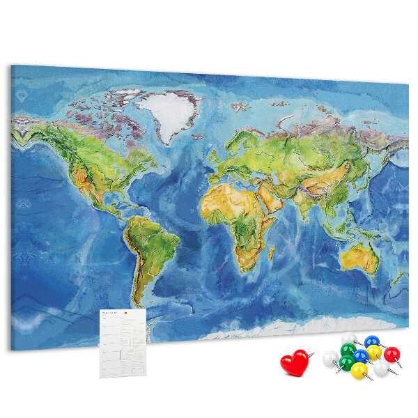 Cork display board World map