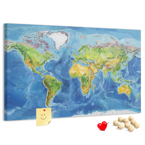 Cork display board World map