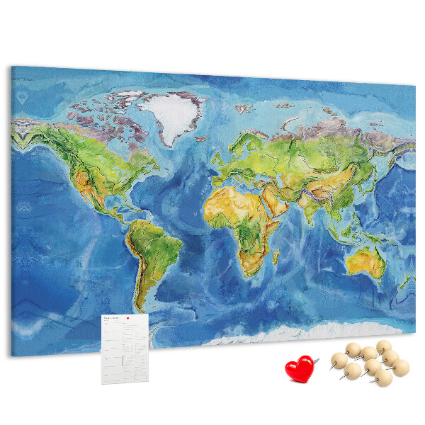 Cork display board World map