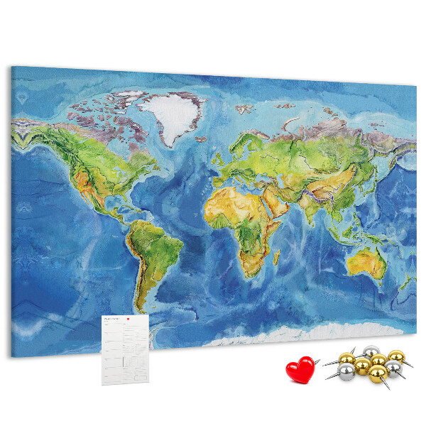Cork display board World map