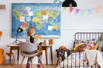 Cork display board World map