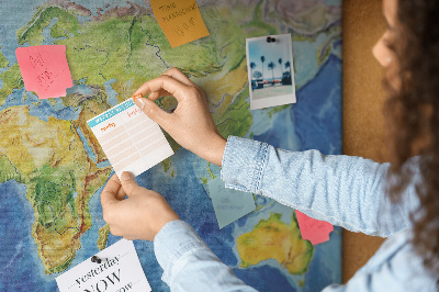 Cork display board World map