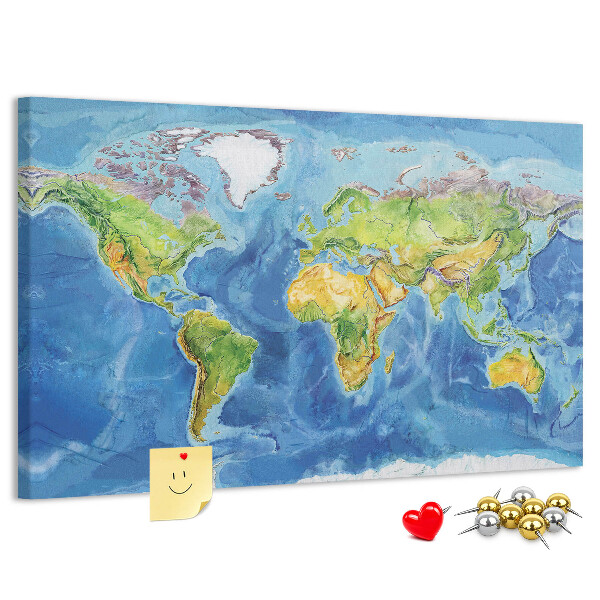 Cork display board World map