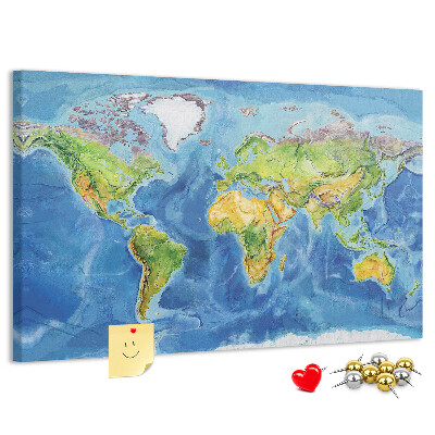 Cork display board World map