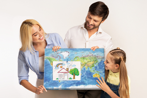 Cork display board World map