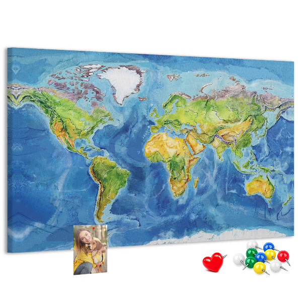 Cork display board World map