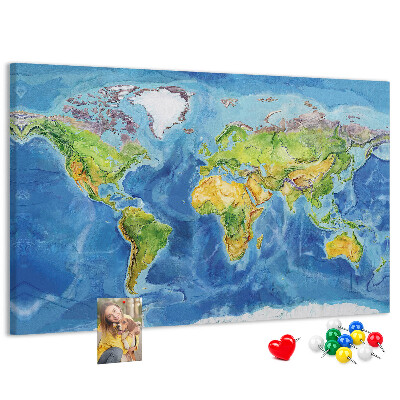 Cork display board World map
