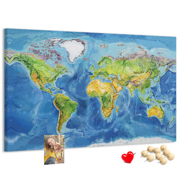 Cork display board World map