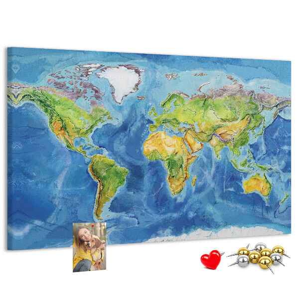 Cork display board World map