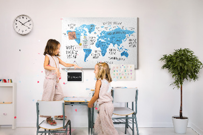 Cork memo board Blue earth map