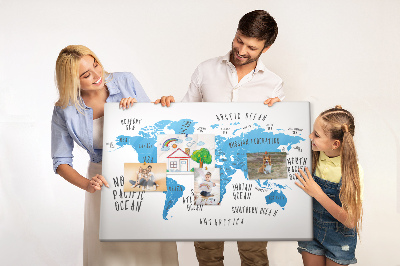 Cork memo board Blue earth map