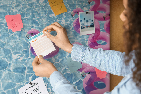 Cork board Dandelions flamingos