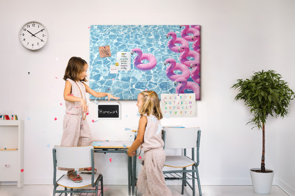 Cork board Dandelions flamingos
